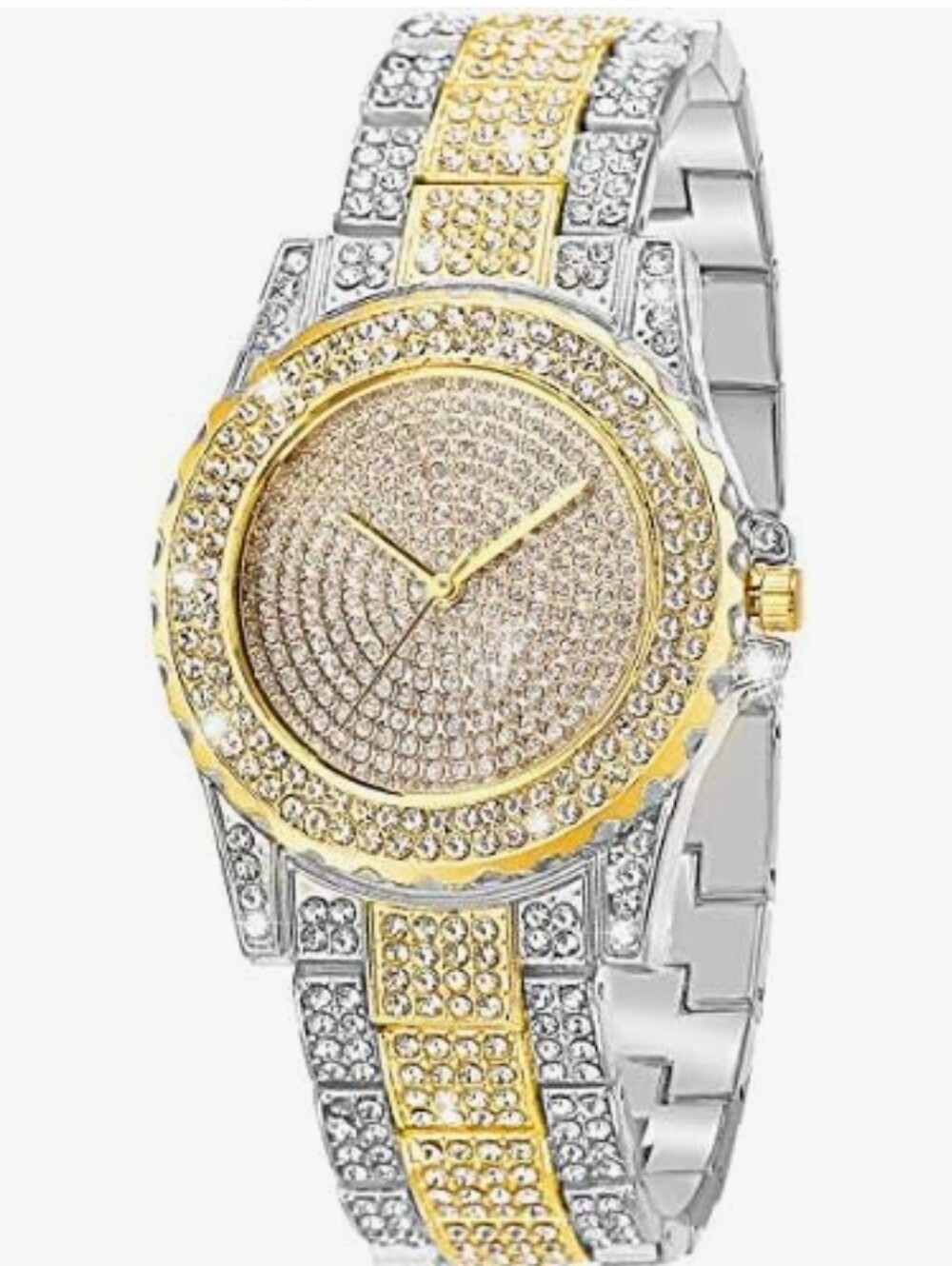 Elecdon Luxury Ladies Iced Out Watch W/ Quartz Crystal Rhinestone Diamond Watch